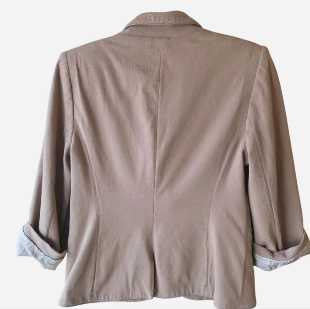 Women's Tan Blazer The Limited With Polka Dots - Picture 6 of 8